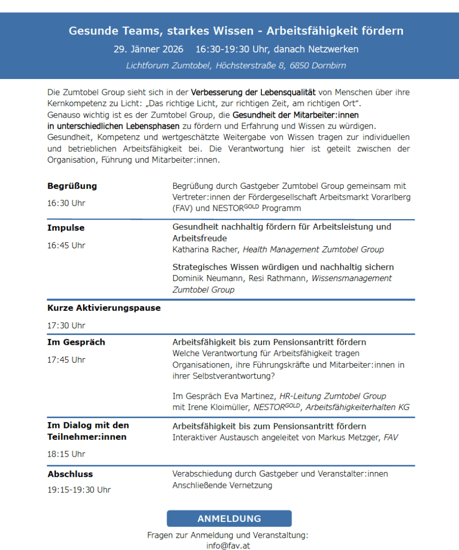 Event: Gesunde Teams, starkes Wissen – Arbeitsfähigkeit fördern